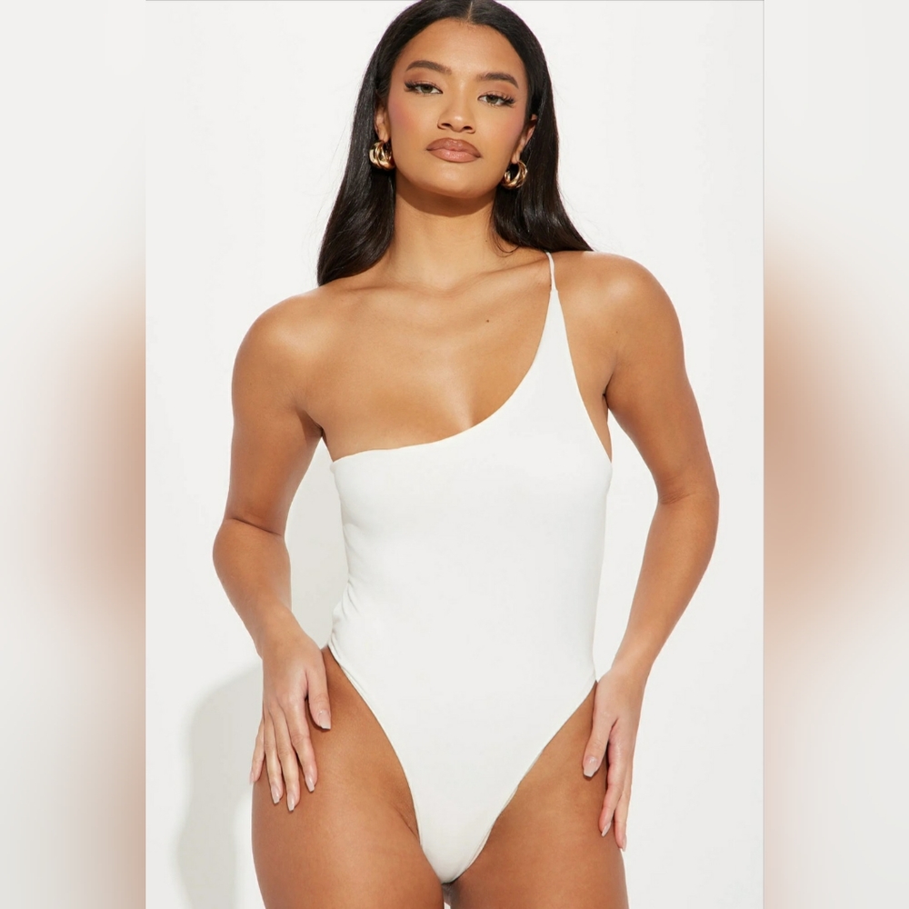 Bodysuit One Shoulder Strappy Back - White